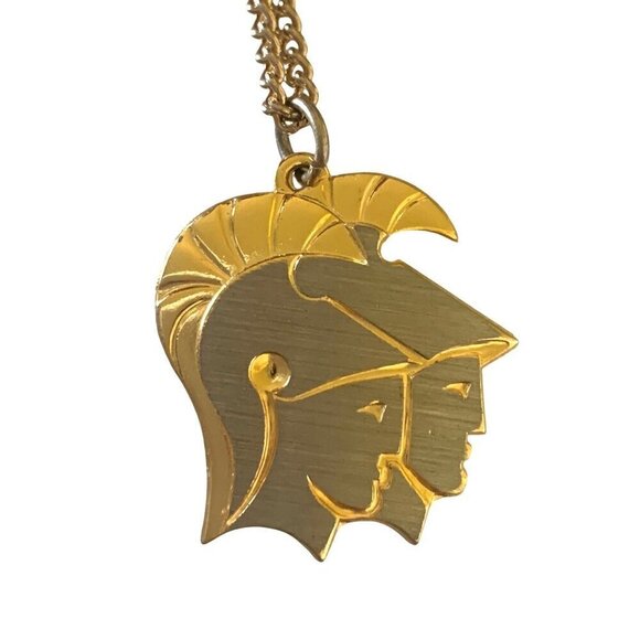 Vintage 1980's Gemini Zodiac Pendant & Chain Spartan Soldiers Gold Tone 18"L - Picture 2 of 5